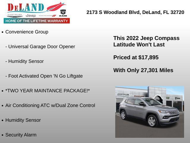 used 2022 Jeep Compass car, priced at $17,895