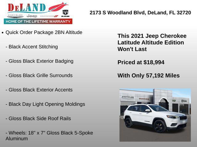 used 2021 Jeep Cherokee car, priced at $18,994