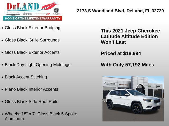 used 2021 Jeep Cherokee car, priced at $18,994