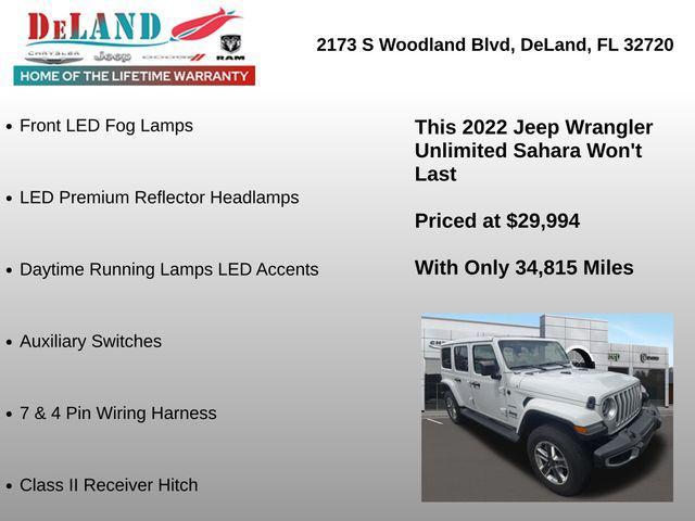 used 2022 Jeep Wrangler Unlimited car, priced at $29,994