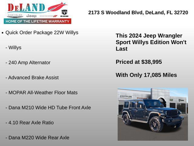 used 2024 Jeep Wrangler car, priced at $38,995
