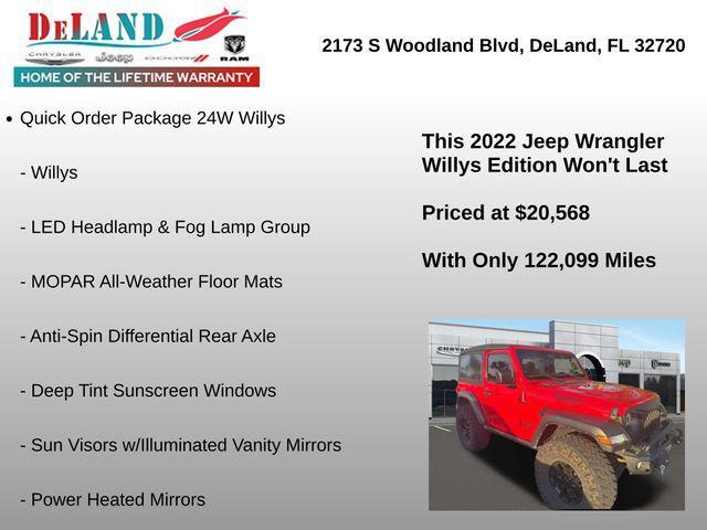 used 2022 Jeep Wrangler car, priced at $20,568