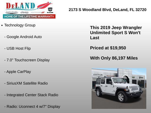 used 2019 Jeep Wrangler Unlimited car, priced at $19,795