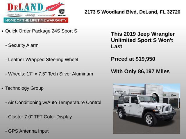 used 2019 Jeep Wrangler Unlimited car, priced at $19,795