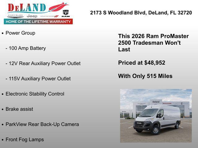 new 2026 Ram ProMaster 2500 car, priced at $42,952