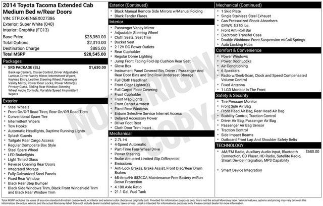 used 2014 Toyota Tacoma car, priced at $19,878