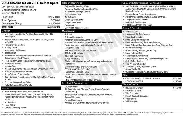 used 2024 Mazda CX-30 car, priced at $20,101