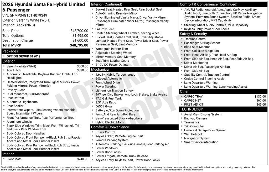 new 2026 Hyundai SANTA FE HEV car, priced at $42,378