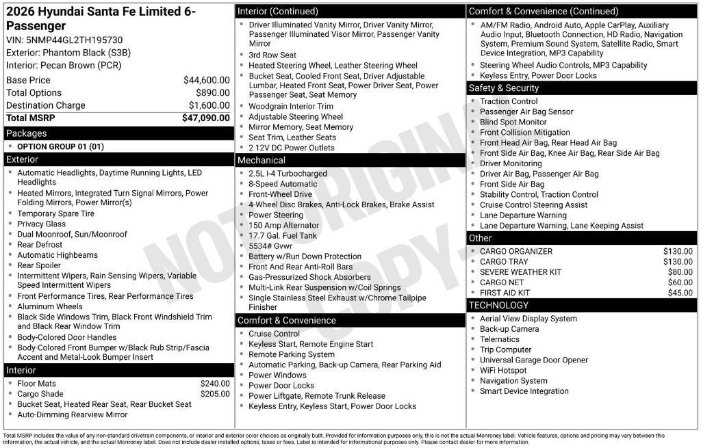 new 2026 Hyundai Santa Fe car, priced at $40,441