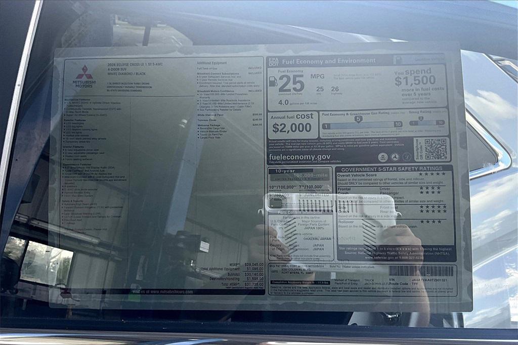 new 2026 Mitsubishi Eclipse Cross car, priced at $27,981