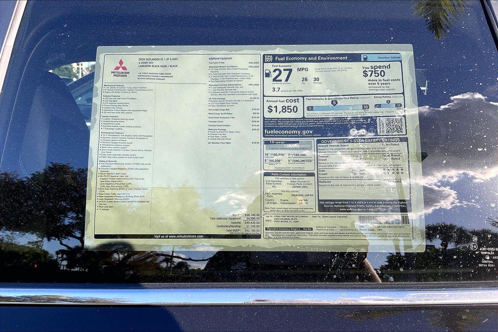 new 2026 Mitsubishi Outlander car, priced at $34,214