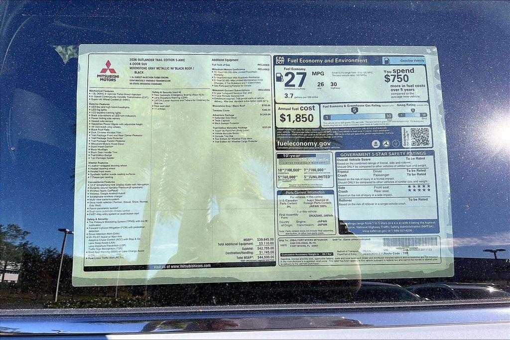 new 2026 Mitsubishi Outlander car, priced at $33,659