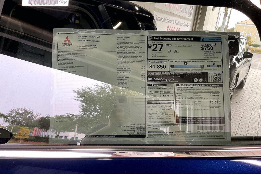 new 2026 Mitsubishi Outlander car, priced at $33,845
