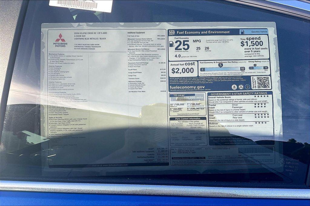 new 2026 Mitsubishi Eclipse Cross car, priced at $28,013