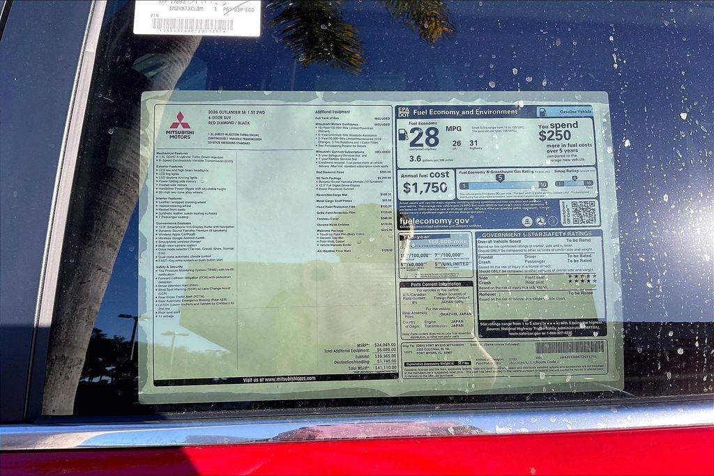 new 2026 Mitsubishi Outlander car, priced at $29,922