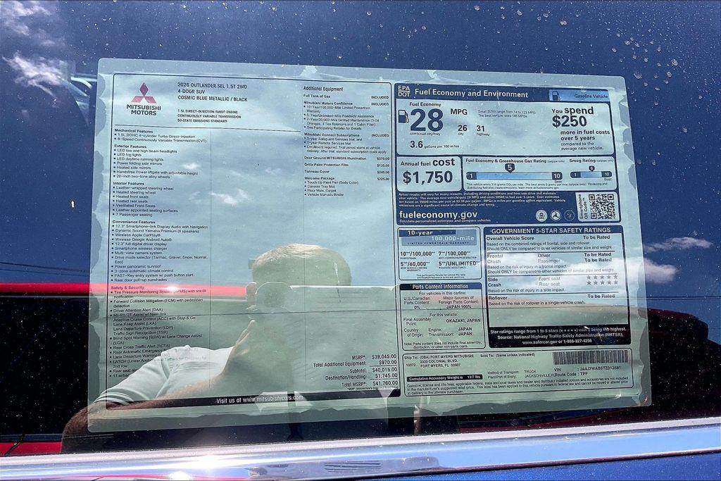new 2026 Mitsubishi Outlander car, priced at $34,802