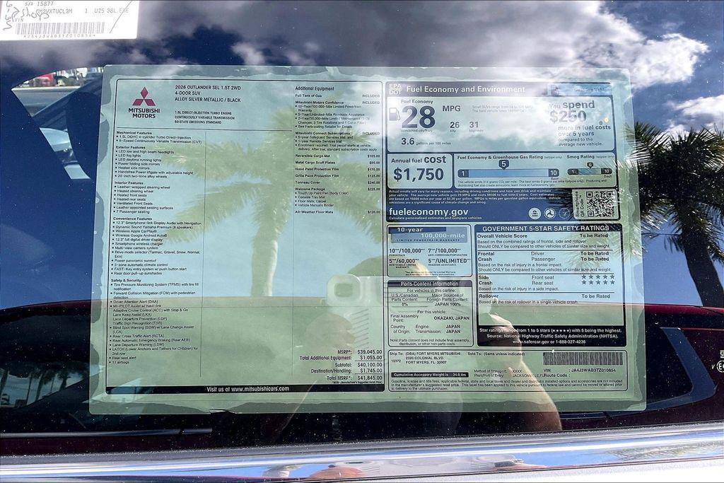 new 2026 Mitsubishi Outlander car, priced at $34,162