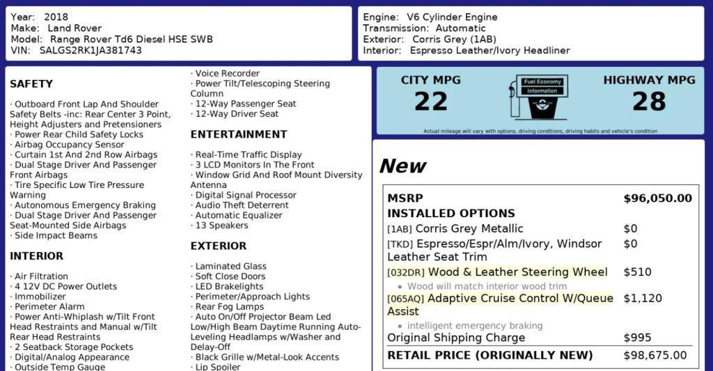 used 2018 Land Rover Range Rover car, priced at $32,985