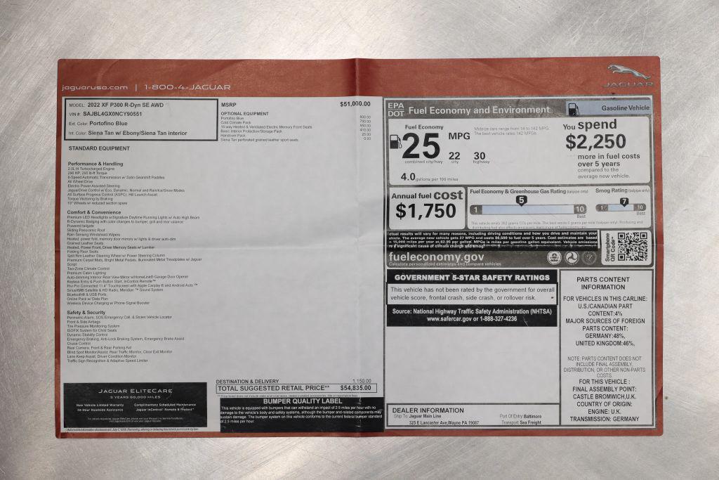 used 2022 Jaguar XF car, priced at $31,985