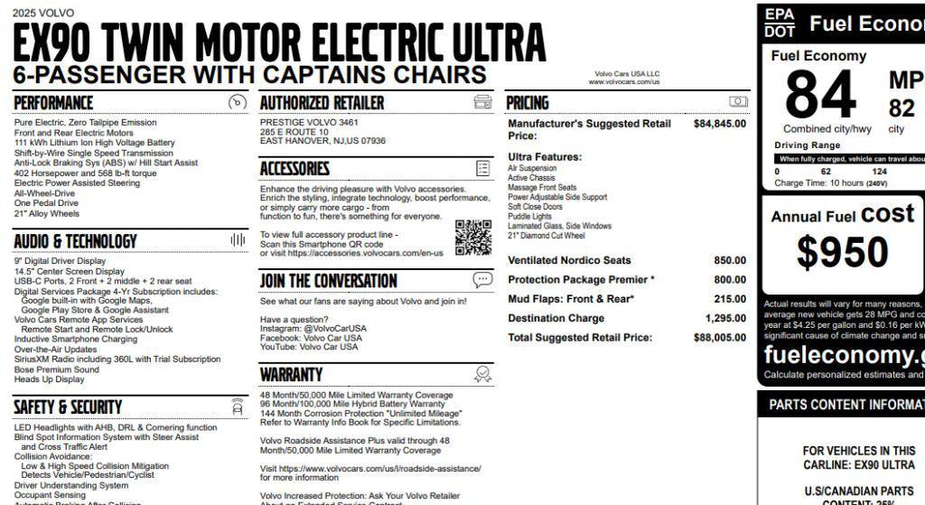 used 2025 Volvo EX90 car, priced at $44,659