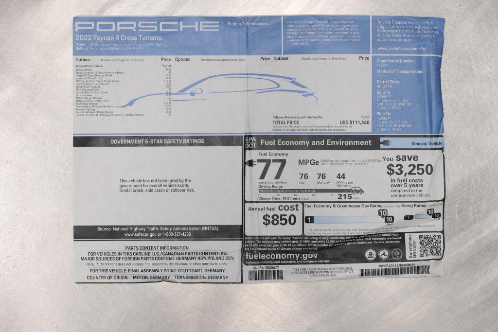 used 2022 Porsche Taycan car, priced at $53,985