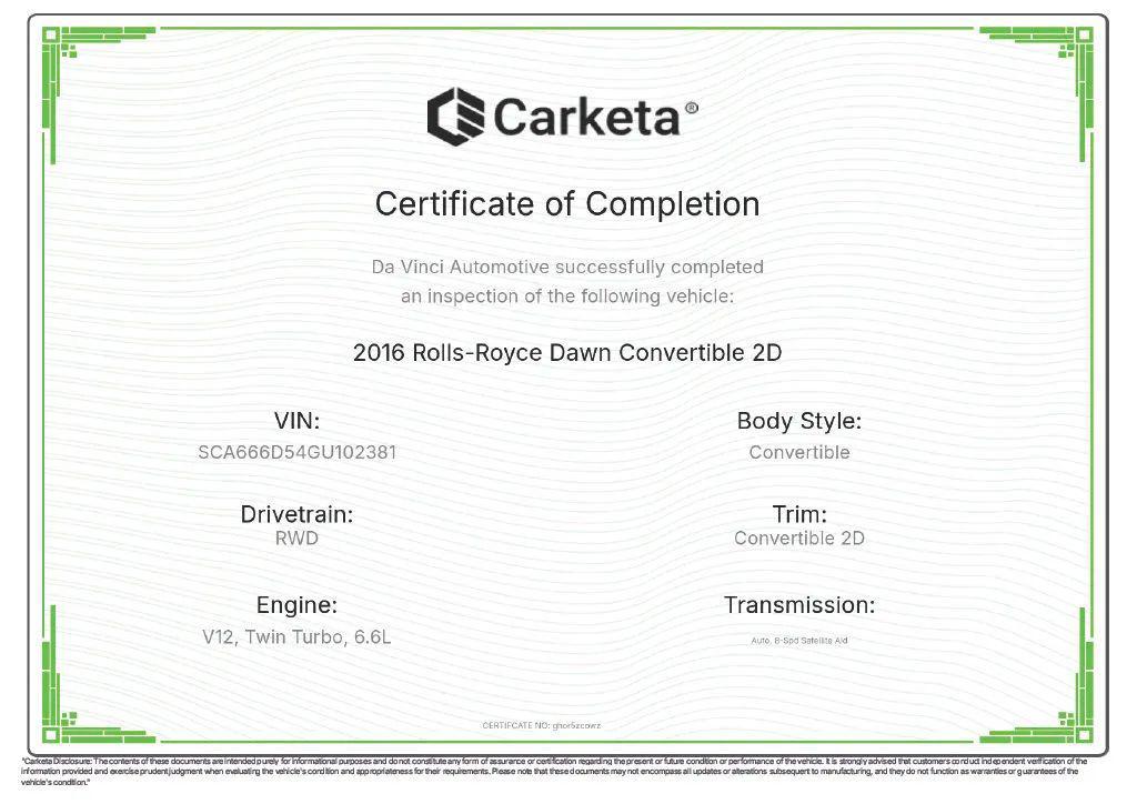 used 2016 Rolls-Royce Dawn car, priced at $183,985