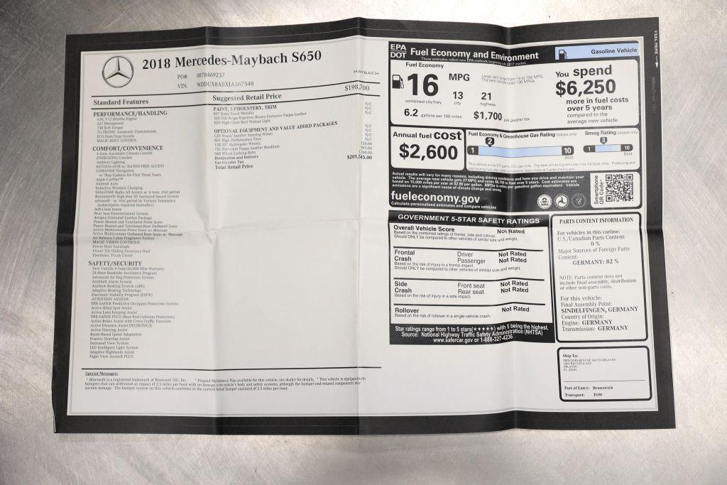 used 2018 Mercedes-Benz Maybach S 650 car, priced at $66,985