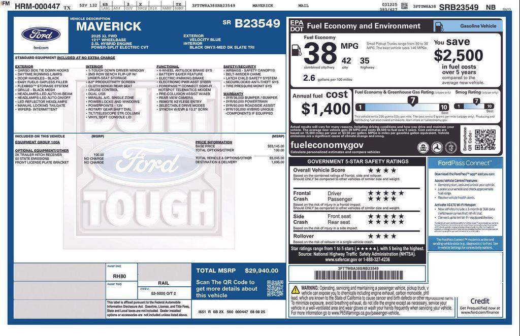 new 2025 Ford Maverick car, priced at $26,750