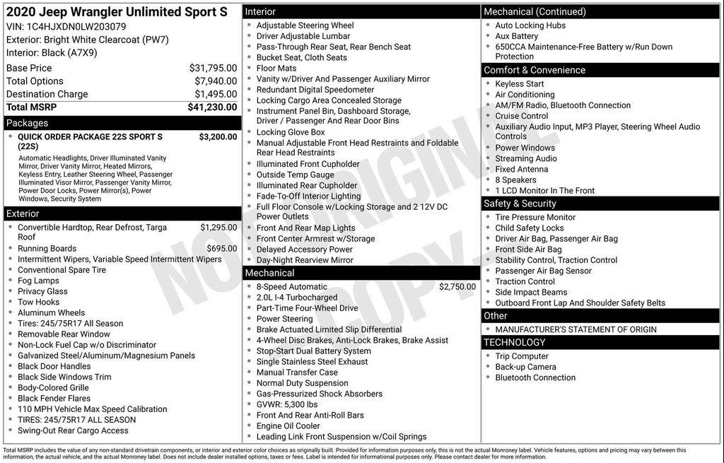 used 2020 Jeep Wrangler Unlimited car, priced at $22,936
