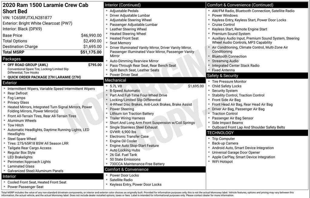 used 2020 Ram 1500 car, priced at $30,496