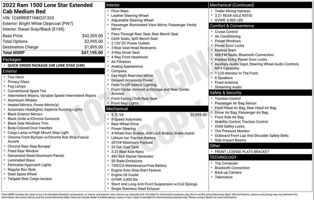 used 2022 Ram 1500 car, priced at $23,106