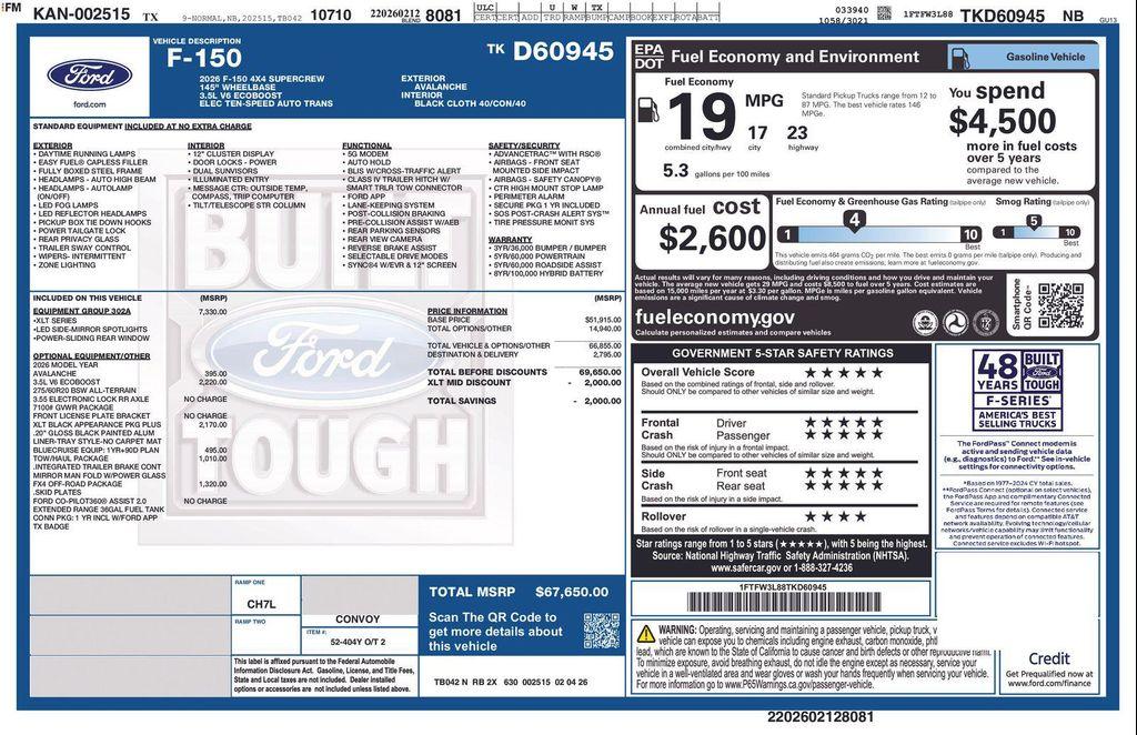 new 2026 Ford F-150 car, priced at $61,237