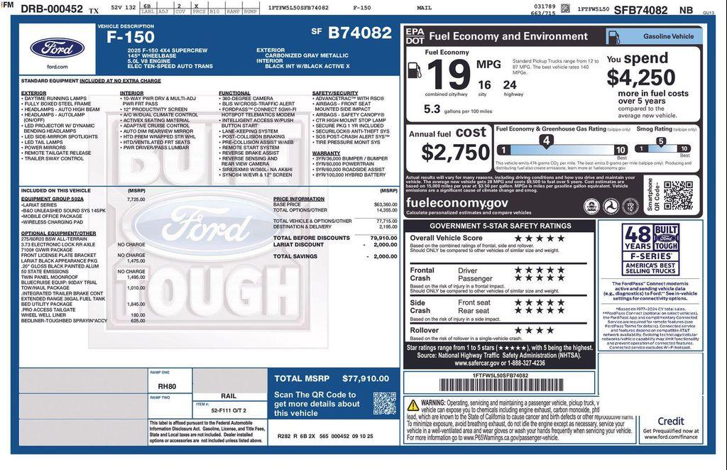 new 2025 Ford F-150 car, priced at $122,928