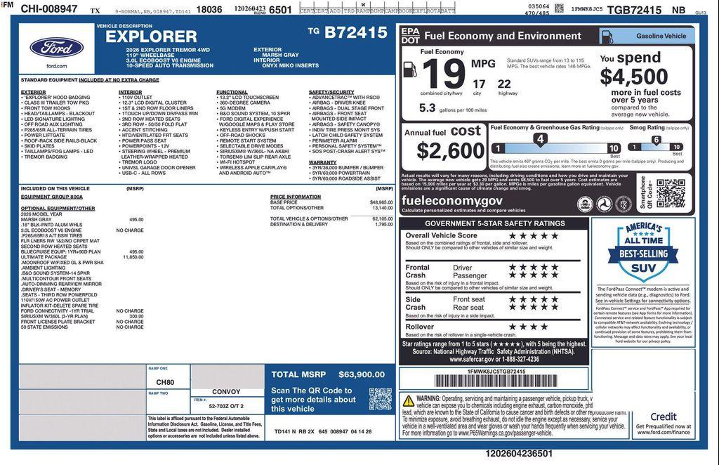 new 2026 Ford Explorer car, priced at $58,230