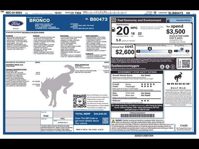 new 2025 Ford Bronco car, priced at $41,198