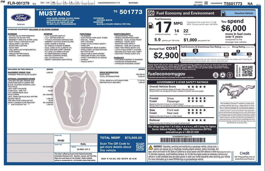 new 2026 Ford Mustang car, priced at $66,193