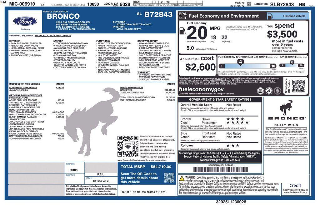 new 2025 Ford Bronco car, priced at $50,775