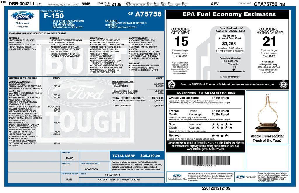 used 2012 Ford F-150 car, priced at $12,978