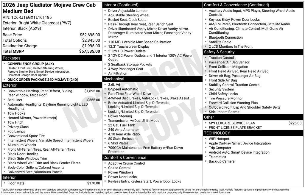 new 2026 Jeep Gladiator car, priced at $49,340