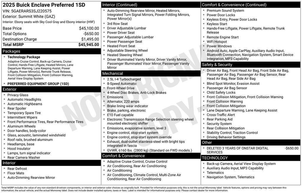 used 2025 Buick Enclave car, priced at $34,900