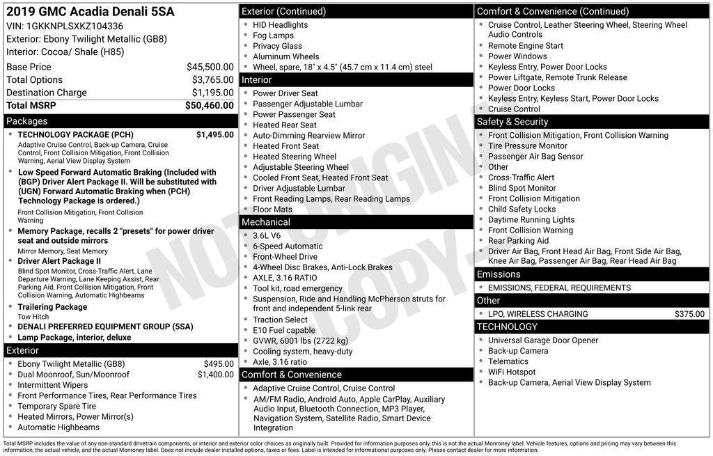 used 2019 GMC Acadia car, priced at $18,000