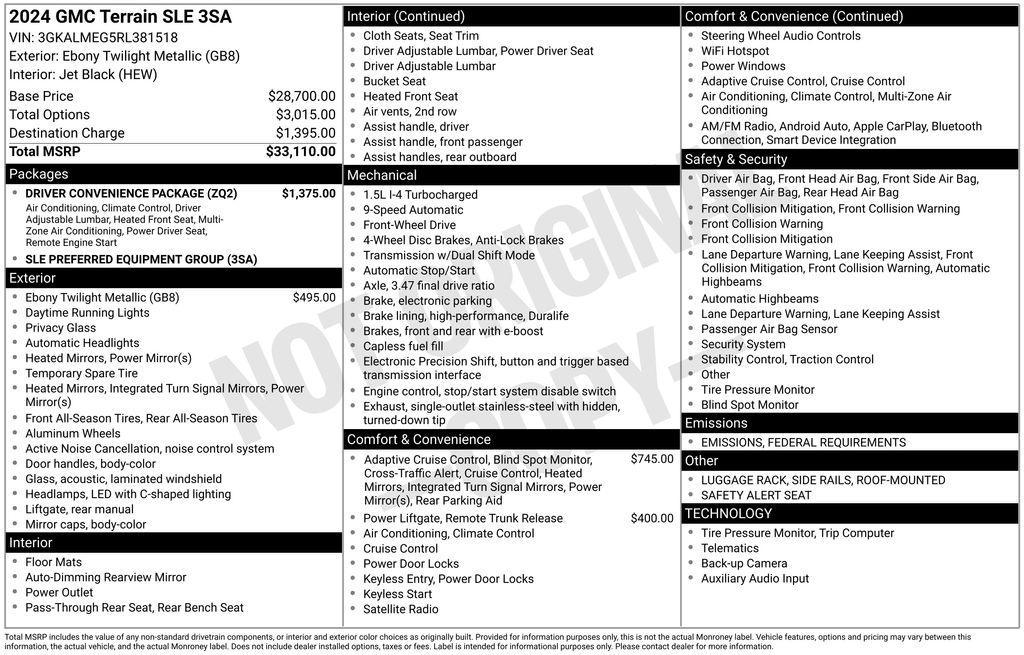 used 2024 GMC Terrain car, priced at $23,500