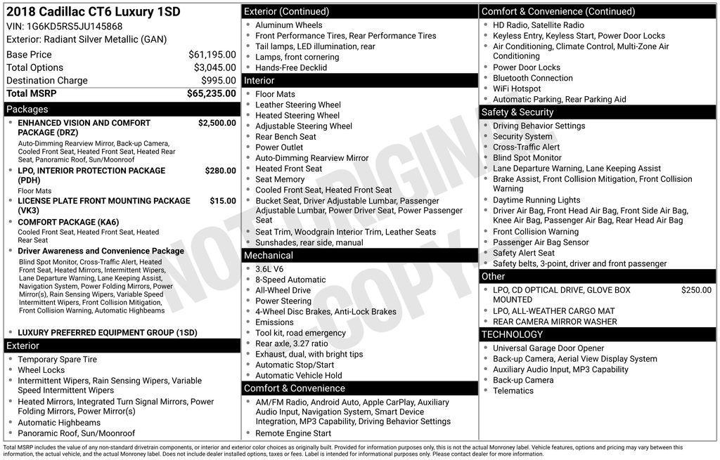 used 2018 Cadillac CT6 car, priced at $29,750