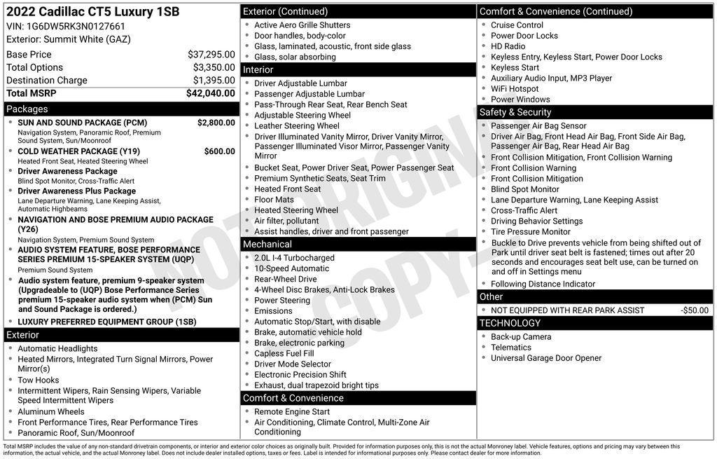 used 2022 Cadillac CT5 car, priced at $25,900