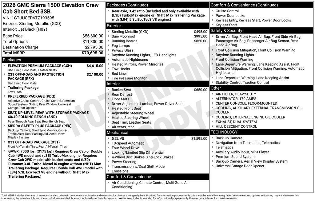 new 2026 GMC Sierra 1500 car, priced at $57,000