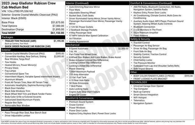new 2023 Jeep Gladiator car, priced at $46,000
