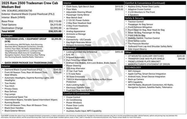 new 2025 Ram 2500 car, priced at $49,850
