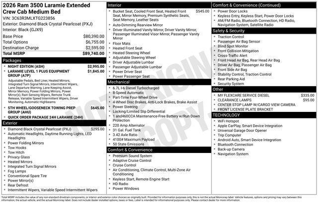 new 2026 Ram 3500 car, priced at $87,500