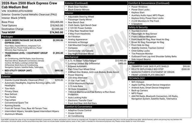 new 2026 Ram 2500 car, priced at $71,945