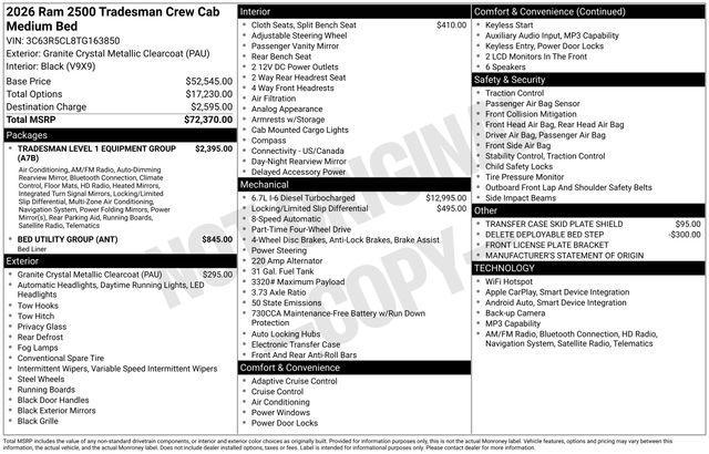 new 2026 Ram 2500 car, priced at $71,745